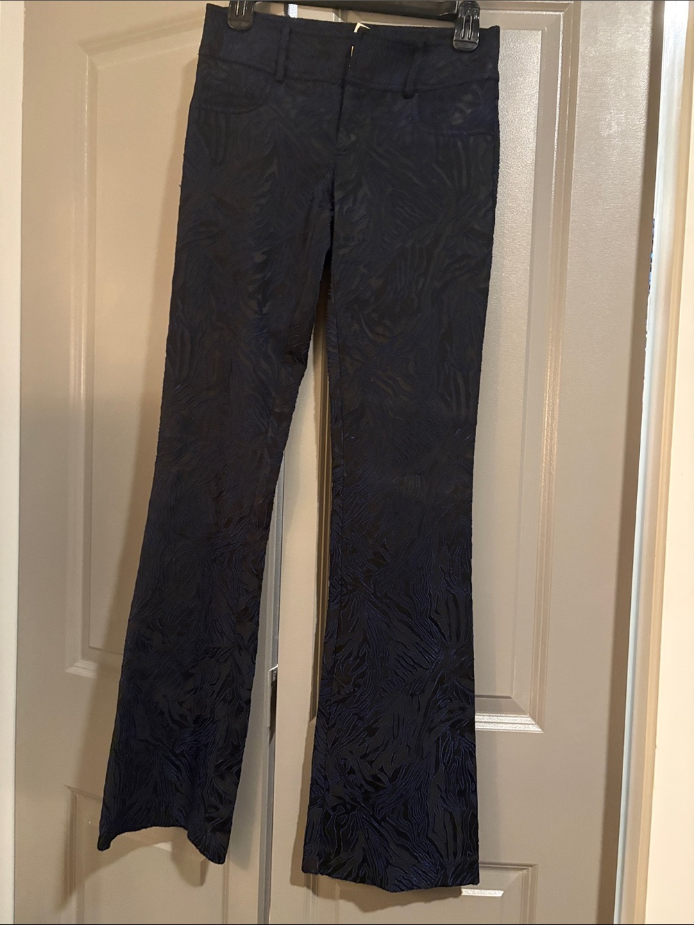 Luxe Navy Textured Bootcut Trousers